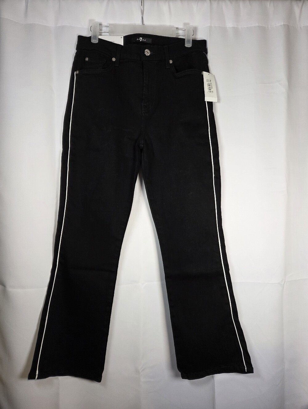 7 For All Mankind NEW High Waist Slim Kick Black Denim Jeans Women's 29 $189